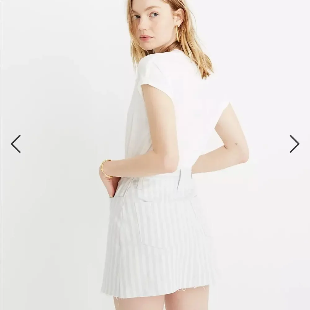 MADEWELL A- line mini skirt in Pompano stripes. Size 27